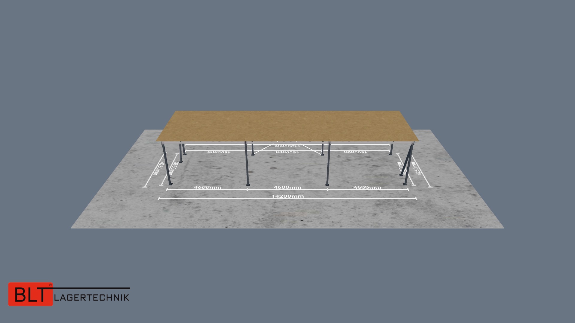 60,40 m² Lagerbühne, Oberkante 300 cm, 500 kg/m², sofort ab Lager, befahrbar mit Hubwagen, Systembühne, Stahlbühne, Lagerebene